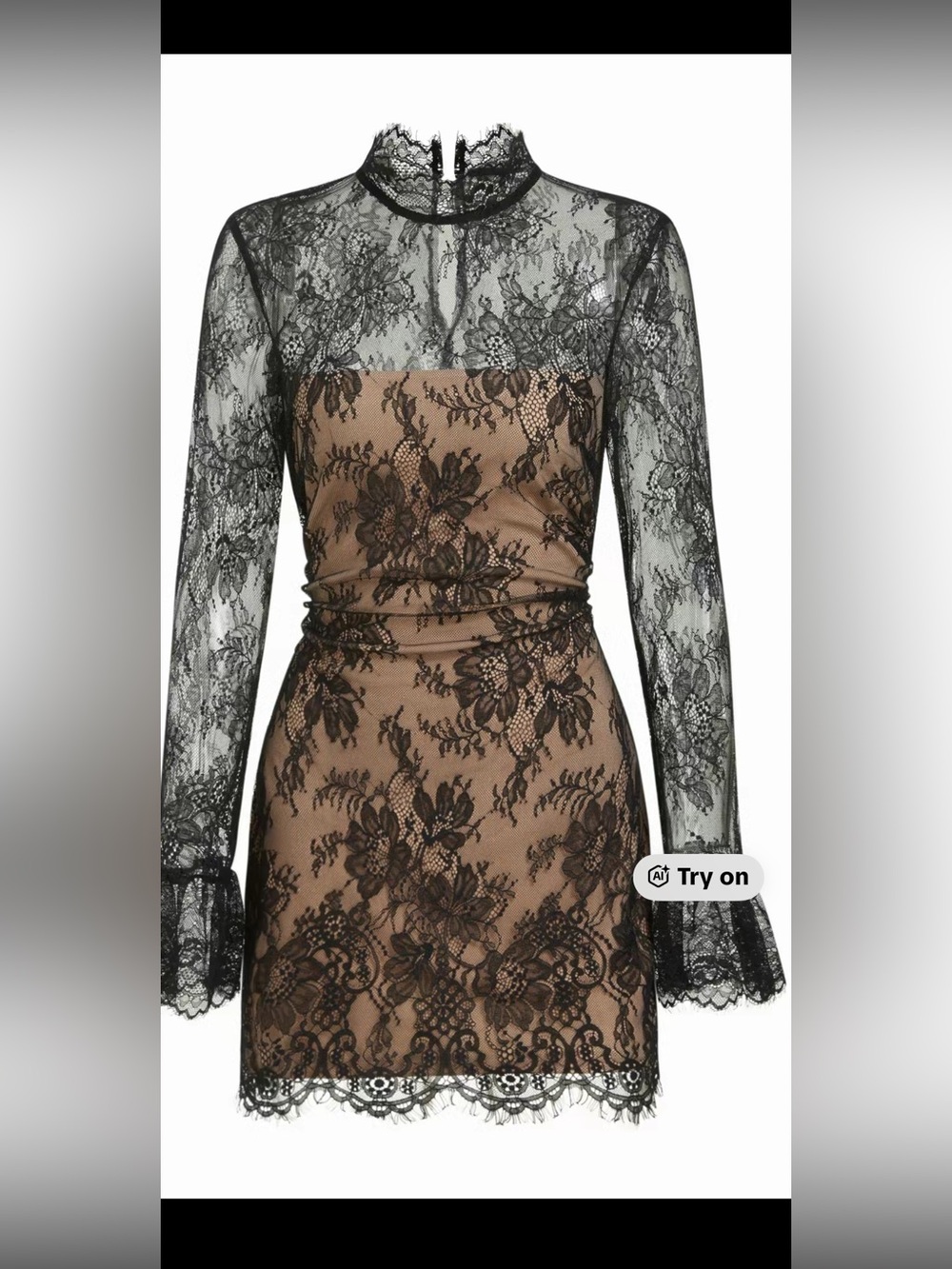 Cider Black and Tan Lace Long Sleeve Dress